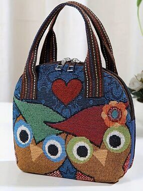 Cute Little Owl Embroidery Handbag